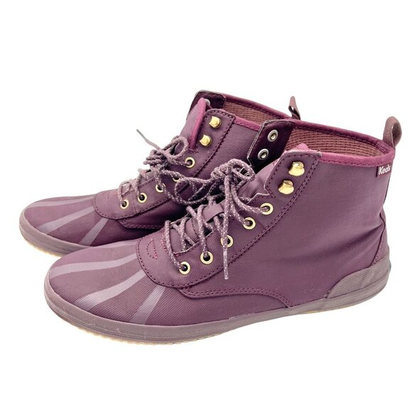 Keds Womens Maroon Sneakers Size 10 Durable Canvas Stripe Details High-Top - Picture 3 of 7